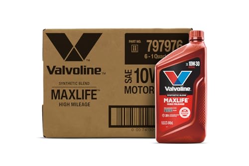 Valvoline MaxLife High Mileage 10W-30 Synthetic Blend Motor Oil 1 Quart, Pack of 6 - size: 1 qt (Pack of 6), style: High Mileage