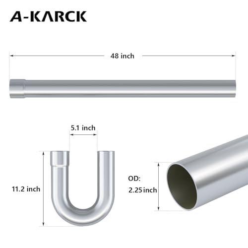 A-KARCK Stainless Steel Mandrel Bends 8 Pcs, 2.25 Inches 304 Stainless Steel Exhaust Pipe DIY Custom Exhaust Tubing Pipe Straight & U-Bend Kit, Universal Fit - size: 2.25inch Mixed 8PCS, style: Stainless Steel