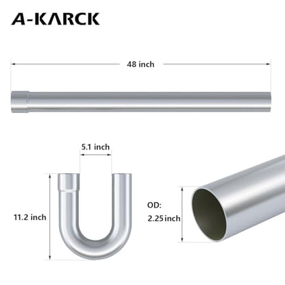A-KARCK Stainless Steel Mandrel Bends 8 Pcs, 2.25 Inches 304 Stainless Steel Exhaust Pipe DIY Custom Exhaust Tubing Pipe Straight & U-Bend Kit, Universal Fit - size: 2.25inch Mixed 8PCS, style: Stainless Steel