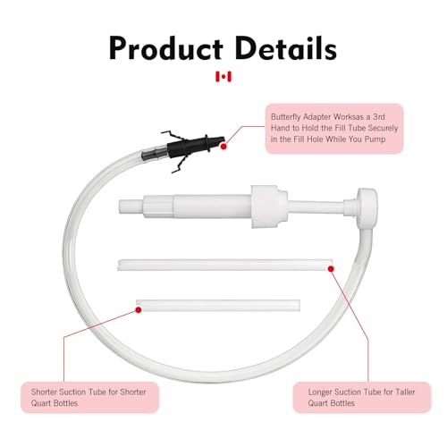 Transmission Fluid Pump Kit, 8cc Car Lower Unit Gear Oil Pumps, Brake Fluids Change Oil Push-Pump Kits with 3/8 inch Swivel, 8mm 10mm Adapters (White)