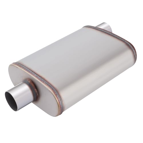 LCGP 2.25inch Muffler, Performance Chamber Exhaust Muffler, 2.25" Center In/Offset Out, 20" Overall Length Straight-Through Performance with Stainless Steel Muffler for Truck, Cars(2.25''Inlet/Outlet) - color: Center In / Offset Out, size: 2.25 Inch