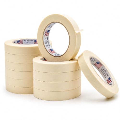 WOD Utility Grade General Purpose Masking Tape, 3/4 inch x 60 yds (Pack of 12) Great for Home or Office, Painting, or Labeling, Adhesive Leaves no Residue - size: 3/4 inch - Pack of 12