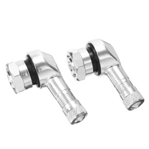 2PCS Motorcycle CNC Aluminum 11.3mm Tire Wheel Stem Valve 90 Degree Angled (Silver) - color: Silver