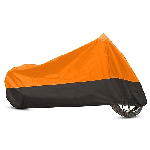 uxcell Motorcycle Cover Rain Dust Protector XXL for Harley Davidson Cruiser Sportster Fatboy Softail Dyna Super Glide - color: Orange Black, size: XX-Large