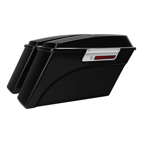 TCMT Saddle Bags Saddlebag Speaker Lid w/Conversion Bracket Fit For Harley Softail Heritage Deluxe Models 1984-2017 (except Deuce & Slim Models) - color: Black Conversion Brackets, size: Style D(Chrome Latches 6X9" Speaker Lids)