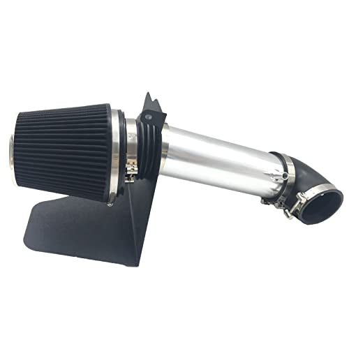 4-Inch Cold Air Intake Kit with Heat Shield + Filter Compatible for Dodge Magnum 2005-2008 ; Charger 2006-2010; Challenger 2008-2010; Chrysler 300 2005-2010 5.7L 6.1L V8 (Silver Tube & Black Filter) - style: Silver Tube & Black Filter