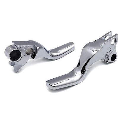 HTTMT- Chrome Shorty Brake Clutch Levers Compatible with Harley 96-03 XL/96-07 Dyna Touring/96-07 Softail 45075-07, 55798-10A [P/N: MT241-027ST-CD]