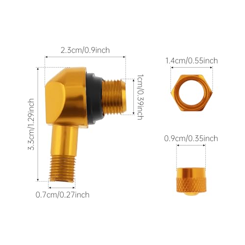 90° Tire Valve Stems 11.3mm Aluminum Forged for Scooter E-Bike ATV - color: Gold