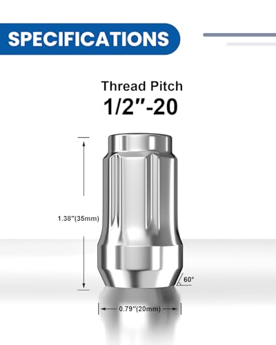 GAsupply 1/2 x 20 Lug Nuts, 1.38" 35mm Tall Conical Seat, 4 Pack - color: Silver, size: 1/2"-20, style: 4 Pack-1.38" Tall