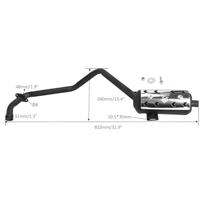32mm Muffler Exhaust Pipe Assembly for 90cc 110cc 125cc Coolster ATV Quad Go Kart Pit Dirt Bike