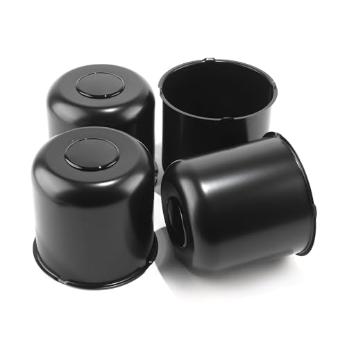 4Pcs 5.15" OD 4.95" H Trailer Wheel Center Caps with Removable Top - color: Matt Black, size: 5.15" OD 4.95" H