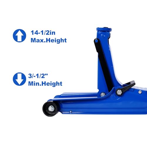 2.5 Ton Heavy-Duty Hydraulic Floor Jack, 5,000LB Capacity Low Profile Steel Jack with Single Piston Lift Pump for Car Truck SUV, Lifting Range 3.5"-14.50" - size: 2.5 Ton