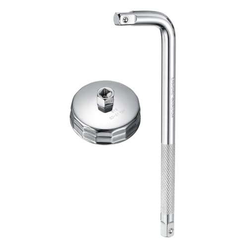 HARFINGTON Oil Filter Cap Wrench 15 Flute 92mm Inner Dia 1/2" with Bend Bar - size: 92mm x 15 Flute(915)