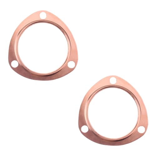 LAINLOY 2PCS 2.5 Inch Copper Header Exhaust Gaskets, Golden Car Exhaust Pipe Collector Gaskets, Sturdy Reusable Parts, Automotive Exhaust Accessories for SBC BBC 302 350 454 - size: 2.5 Inch