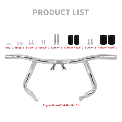 Engine Guard Flat Out Crash Bar for Harley Touring Street Glide Road Glide Road King Electra Glide CVO Ultra Limited 2014-2025 (Chrome) - color: Chrome