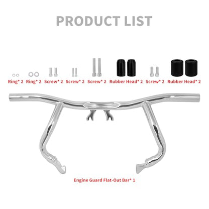 Engine Guard Flat Out Crash Bar for Harley Touring Street Glide Road Glide Road King Electra Glide CVO Ultra Limited 2014-2025 (Chrome) - color: Chrome