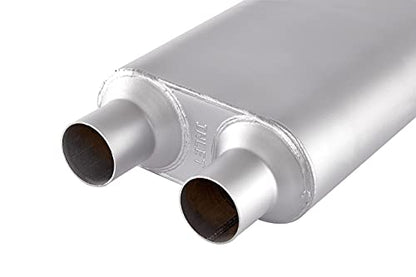 Universal 80Series Mufflers 2.25 Inch Dual Inlet (ID) 2.25 Inch Dual Outlet (ID), 3 Chamber Performance Automotive Muffler Exhaust FH20D20 - color: Silver, size: 2.25"