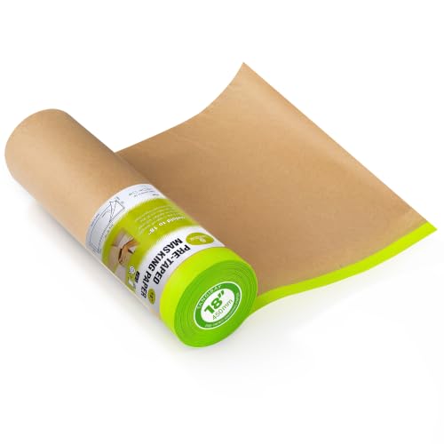 Tangibay Pre-Taped Masking Paper for Painting, 18 inch x 50 feet, 1 Roll - size: 1 Roll: 18"