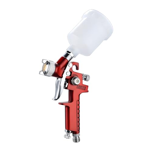 Osilly Car Touch Up Spray Gun with 1 mm Nozzle, Vehicle Spraying Gravity Feed Paint Sprayer Include 125ml Capacity Cup, Auto Air Spray Paint Gun, Universal for Motorhome Automobile Truck (Red) - color: Red, size: 1mm