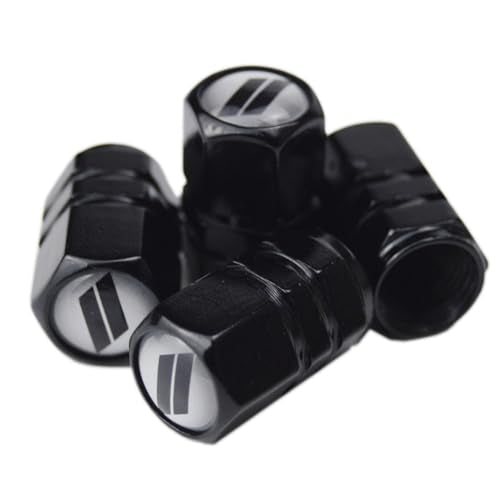 (Set of 4) 63mm=2.5 inches // Slash Wheel Center Caps Covers HubCaps + Tire Valve Stem Caps Trim for Dodge Charger Challenger Durango Hornet Dart R/T SRT Magnum Nitro Journey Caliber Avenger - color: black // on silver wheel caps + tire valve caps