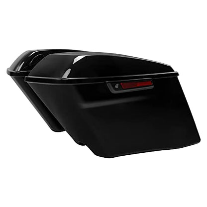 TCT-MOTORPARTS 4" Stretched Hard Saddlebags Fit for CVO Street Glide 14-24 - color: Vivid Black w/ Black Latches