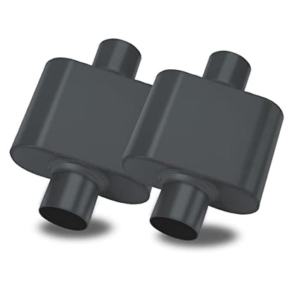Pair of Single Chamber Performance Race Muffler 3" Center/Center Universal Steel Muffler (3 Inch) - size: 3 Inch