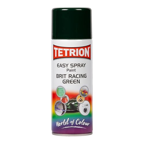 Tetrion Easy Spray Paint – Brit Racing Green 400ml - Acrylic Spray for Wood, Metal, Plastic, Ceramic & More, Long Lasting, Smooth Finish - Indoor & Outdoor Use, 13.5 Oz - color: Green - British Racing, size: 13.5 Ounce (Pack of 1)