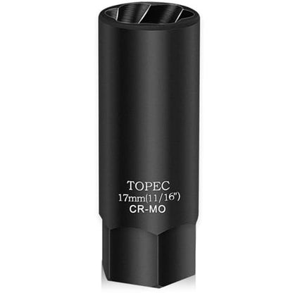 Topec 17MM Deep Lug Nut Extractor Socket - 1/2" Drive Stripped Bolt Nut Remover - size: 17mm