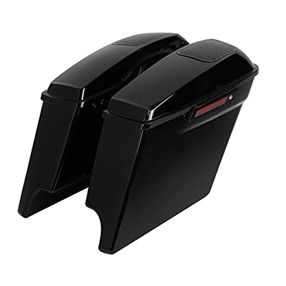 TCT-MOTORPARTS 5" Stretched Hard Saddlebags Extended Saddle Bags w/ 6"x 9" Speakers Fit For Harley Touring 2014-later Models Street Road Glide Road King Electra Glide - color: 5" Extended Saddlebags+6x9" Speakers