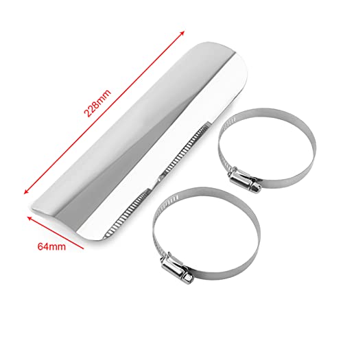 Exhaust Heat Shield, Motorcycle Metal Cover with 2pcs Clamps