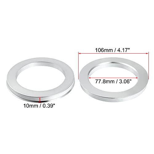X AUTOHAUX 4pcs Aluminium Alloy Hub Centric Rings Wheel Bore Center Spacer - size: 106-77.8