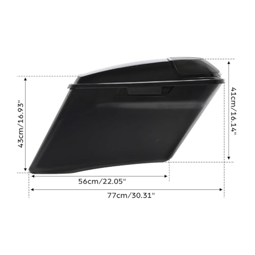 TCT-MOTORPARTS 4" Stretched Extended Hard Saddlebags Fit For Harley CVO Touring Road King Electra Glide Road Glide FLHX FLHR 2014-2024 - color: Unpainted Black w/ Latch Keys