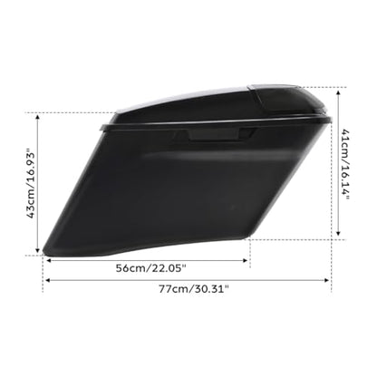 TCT-MOTORPARTS 4" Stretched Extended Hard Saddlebags Fit For Harley CVO Touring Road King Electra Glide Road Glide FLHX FLHR 2014-2024 - color: Unpainted Black w/ Latch Keys