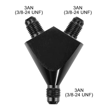 EVIL ENERGY 3AN Y Block Flare Fitting Adapter Union Splitter Black - size: 3 × 3AN