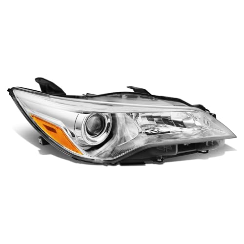 Auto Dynasty Headlight Assembly for Toyota Camry 2015 2016 2017, Projector Headlight Lamp Replacement, TO2503222, Passenger Right Side, Chrome Housing Amber Corner - color: Right Chrome Housing Amber Corner, size: Fit 2015-2017 Camry