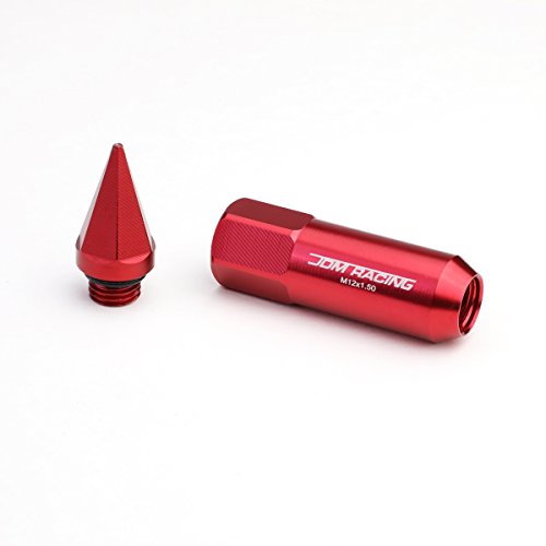Auto Dynasty M12 x 1.5 Open/Closed End Design 20-Piece Aluminum Alloy Wheel Lug Nuts +1 X Deep Drive Extension (Red) - color: Red