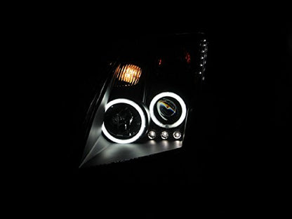 AnzoUSA 121276 Black Clear Projector Headlight with Amber Reflector for Nissan Sentra - (Sold in Pairs)