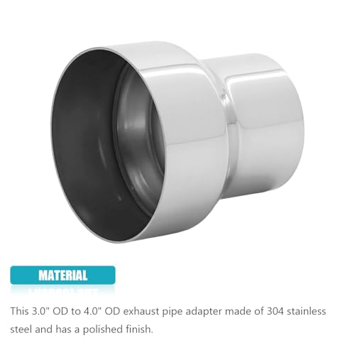 Universal 3" OD to 4" OD Exhaust Pipe Adapter Connector Reducer 304 Stainless Steel 3.0 Inch to 4.0 Inch 3" OD to 4" OD kit - size: 3" OD to 4" OD