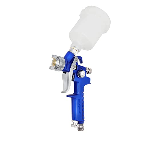 HVLP Mini Spray Gun Air Paint Sprayer with 0.8 mm Nozzle, 125 cc Capacity Cup Gravity Feed Spray Paint Gun for House Painting, Automotive and Furniture Painting… - color: Blue, size: 0.8 mm Nozzle-125 cc-Blue