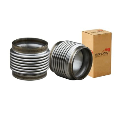2.50" I.D. Exhaust Flex Bellows, 100% Stainless SS321 + SS304 Inner Lining High-Temp Grade, 2.50" LONG Flex Joints & Connectors (2.5"- SS321, 1PC) - size: 2.5"- SS321