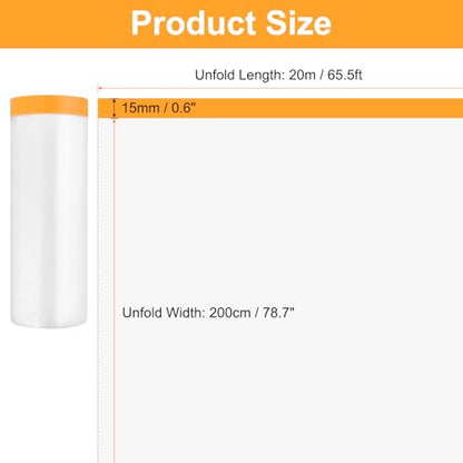 HARFINGTON 12 Rolls Pre-Taped Masking Film 78.7" x65.6ft Tape and Drape Painters Plastic Drop Cloth Film with Tape Plastic Sheeting for Automotive Painting Covering - color: Yellow, size: 78.7"x65.6ft