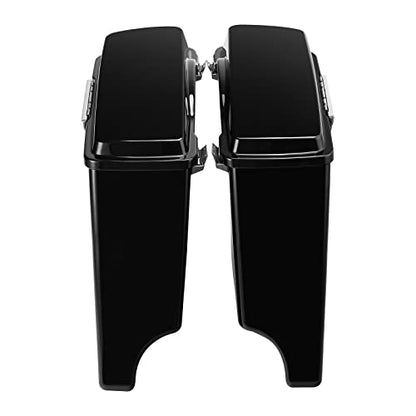 TCMT 5" Hard Saddle Bags Extended Saddlebag Trunk + Lid Latch Keys Fits For Harley Touring FLH FLT Electra Glide Ultra Classic CVO Road King Street Glide Road Glide 1993 1994-2013 - color: Vivid Black Chrome Latches