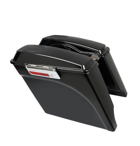 TCT-MOTORPARTS 5" Stretched Saddlebags Saddle Bags w/5x7" Speaker Lids & LED Rear Fender System Fit For Harley Touring Street Road Electra Glide Road King CVO 2009-2013 - color: Red Led Fender+Saddlebag w/ 5x7'' Cutout, size: Fit for 2009-2013 Touring Mod