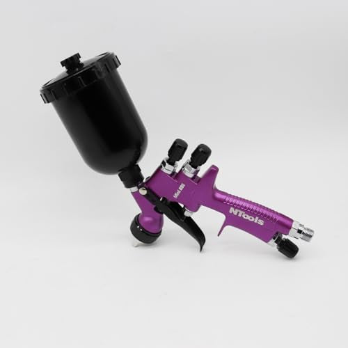 Touch-Up Mini Air Spray Gun, 1.2mm Stainless Steel Nozzle, 250ml Capacity, HVLP Auto Paint Sprayer for Cars and Furniture (Purple, 1.2mm Nozzle) - color: Purple, size: 1.2mm Nozzle
