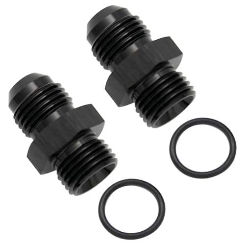 Straight Aluminum 6AN Male Flare to 6AN ORB o ring Boss Port Fuel Pump Rail Adapter Fitting, Pack of 2, Black - color: 2 PCS, size: 6AN to 6 AN ORB