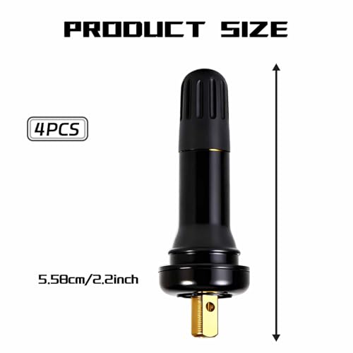 4 PCS TPMS 20008 Tire Valve Stem Set, Rubber Snap-in Tubeless Tire Pressure Sensor Valve Stems, Tires Valves Stem Core Valves Caps Replacement Kit Fits Most Standard Vehicle, Car Accessories