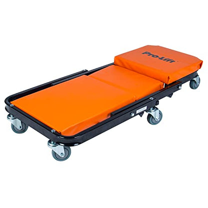Pro-LifT Foldable Z Creeper 2-in-1 Rolling Car Creeper & Seat, 40" - color: Orange