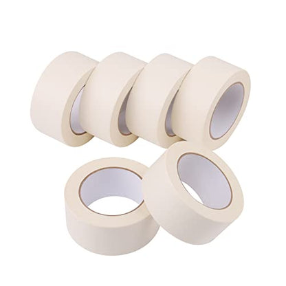 Lichamp Wide Masking Tape 2 inches, 6-Pack White Masking Tape Bulk Multi Pack, General Purpose & High Performance, 1.95 inches x 55 Yards x 6 Rolls (330 Total Yards) - size: 2 inches