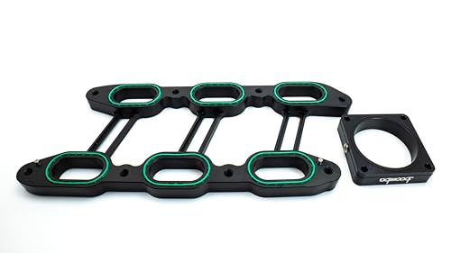 Intake Manifold Spacer and Throttle Body Spacer Kit Compatible with 3.0L EcoBoost Engines | Billet Aluminum Performance Airflow Upgrade | Hardware Included (Black) - color: Black