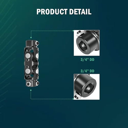 3/4" DD × 3/4" DD Universal U Joint for Steering Shaft - color: Black, size: 3/4" DD × 3/4" DD Double